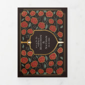 Sword & Shield Medieval Fantasy Monogram Weddensch Drieluik Uitnodiging (Cover)