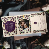 Sword & Shield Medieval Fantasy Monogram Weddensch Drieluik Uitnodiging