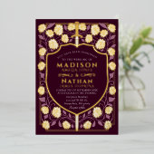 Sword & Shield Medieval Fantasy Monogram Weddensch Folie Uitnodiging (Staand Voorkant)