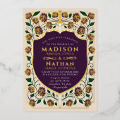 Sword & Shield Medieval Fantasy Monogram Weddensch Folie Uitnodiging (Voorkant)