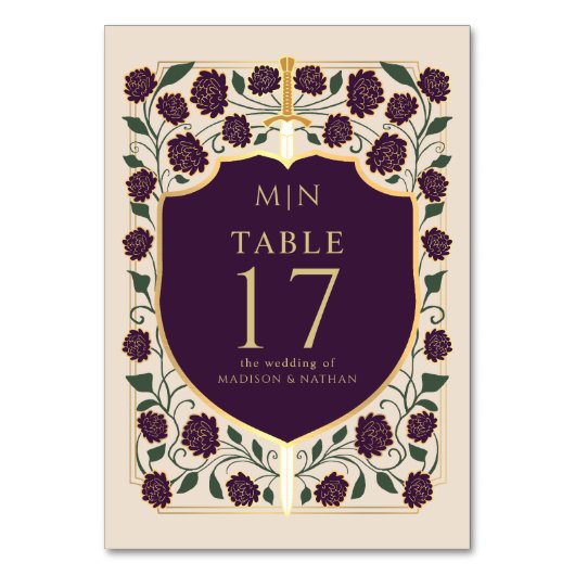 Sword & Shield Medieval Fantasy Monogram Weddensch Kaart (Achterkant)