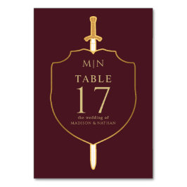 Sword & Shield Medieval Fantasy Monogram Weddensch Kaart