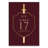 Sword & Shield Medieval Fantasy Monogram Weddensch Kaart (Achterkant)