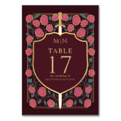 Sword & Shield Medieval Fantasy Monogram Weddensch Kaart (Voorkant)