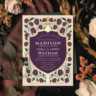 Sword & Shield Medieval Fantasy Monogram Weddensch Kaart