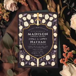 Sword & Shield Medieval Fantasy Monogram Weddensch Kaart