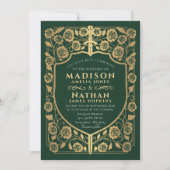 Sword & Shield Medieval Fantasy Monogram Weddensch Kaart (Voorkant)