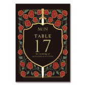 Sword & Shield Medieval Fantasy Monogram Weddensch Kaart (Voorkant)