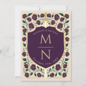 Sword & Shield Medieval Fantasy Monogram Weddensch Kaart (Achterkant)