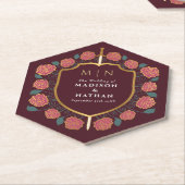 Sword & Shield Medieval Fantasy Monogram Weddensch Kartonnen Onderzetters (Schuin)