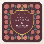 Sword & Shield Medieval Fantasy Monogram Weddensch Kartonnen Onderzetters (Voorkant)