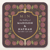 Sword & Shield Medieval Fantasy Monogram Weddensch Kartonnen Onderzetters (Voorkant)