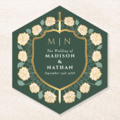 Sword & Shield Medieval Fantasy Monogram Weddensch Kartonnen Onderzetters (Voorkant)