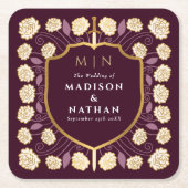 Sword & Shield Medieval Fantasy Monogram Weddensch Kartonnen Onderzetters (Voorkant)