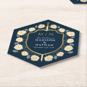 Sword & Shield Medieval Fantasy Monogram Weddensch Kartonnen Onderzetters (Schuin)