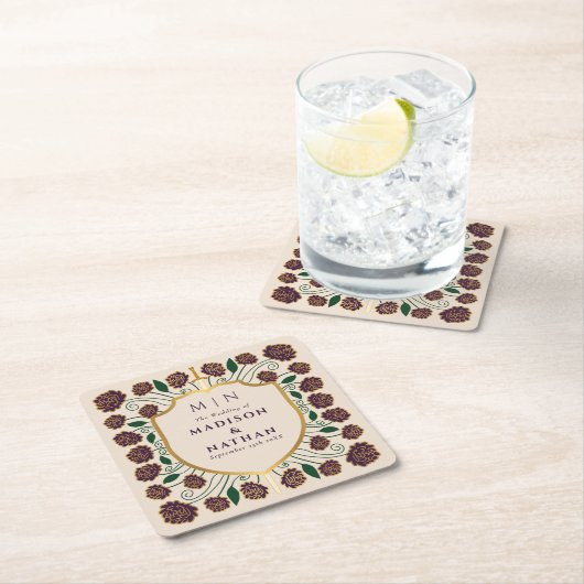 Sword & Shield Medieval Fantasy Monogram Weddensch Kartonnen Onderzetters (Insitu)