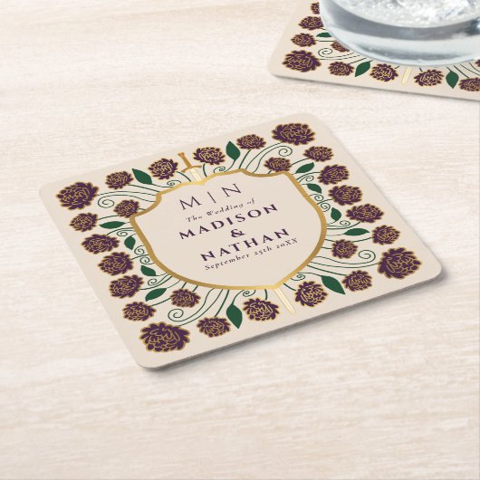 Sword & Shield Medieval Fantasy Monogram Weddensch Kartonnen Onderzetters (Schuin)