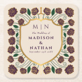 Sword & Shield Medieval Fantasy Monogram Weddensch Kartonnen Onderzetters (Voorkant)