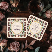 Sword & Shield Medieval Fantasy Monogram Weddensch Kartonnen Onderzetters