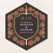 Sword & Shield Medieval Fantasy Monogram Weddensch Kartonnen Onderzetters (Voorkant)