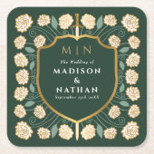 Sword & Shield Medieval Fantasy Monogram Weddensch Kartonnen Onderzetters (Voorkant)