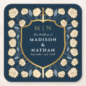 Sword & Shield Medieval Fantasy Monogram Weddensch Kartonnen Onderzetters (Voorkant)