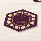 Sword & Shield Medieval Fantasy Monogram Weddensch Kartonnen Onderzetters (Schuin)