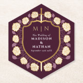 Sword & Shield Medieval Fantasy Monogram Weddensch Kartonnen Onderzetters (Voorkant)