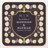 Sword & Shield Medieval Fantasy Monogram Weddensch Kartonnen Onderzetters (Voorkant)