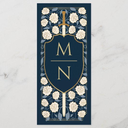 Sword & Shield Medieval Fantasy Monogram Weddensch Menu (Achterkant)