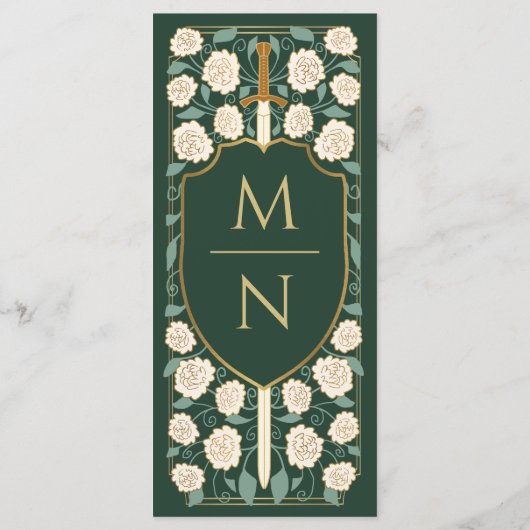 Sword & Shield Medieval Fantasy Monogram Weddensch Menu (Achterkant)