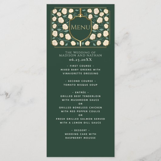 Sword & Shield Medieval Fantasy Monogram Weddensch Menu (Voorkant)