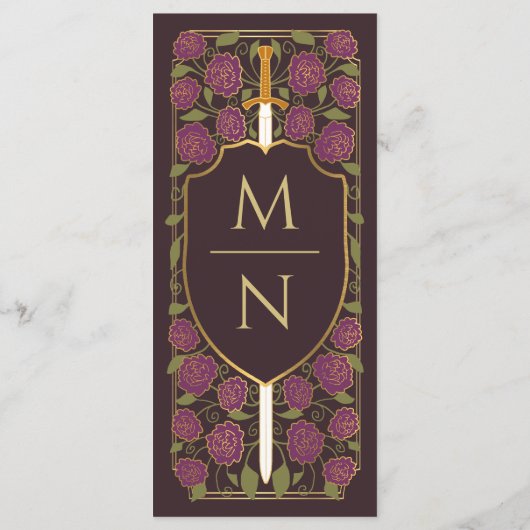 Sword & Shield Medieval Fantasy Monogram Weddensch Menu (Achterkant)