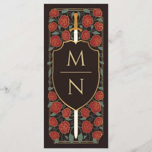 Sword & Shield Medieval Fantasy Monogram Weddensch Menu (Achterkant)