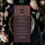 Sword & Shield Medieval Fantasy Monogram Weddensch Menu<br><div class="desc">Nodig uw bruiloftsgasten uit met dit Royal Sword & Shield Medieval Fantasy Monogram-ontwerp. Dit ontwerp is perfect voor koppels die op zoek zijn naar een vorstelijke maar moderne middeleeuwse fantasie-esthetiek. Pas de tekst, het lettertype en de kleuren aan uw ontwerpvoorkeuren aan. Overeenkomende items in onze winkel voor een compleet feestthema....</div>