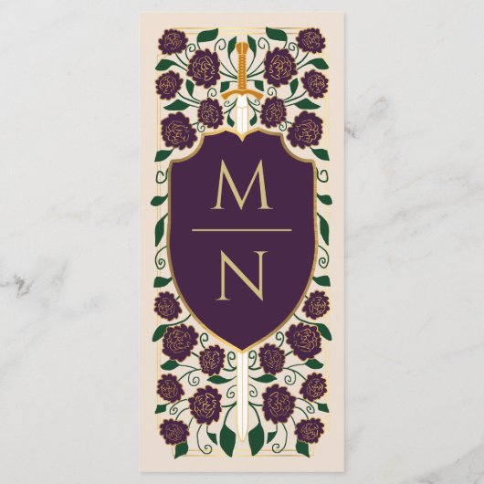 Sword & Shield Medieval Fantasy Monogram Weddensch Menu (Achterkant)