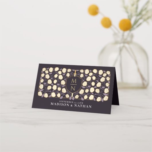 Sword & Shield Medieval Fantasy Monogram Weddensch Plaatskaartje (Achterkant)