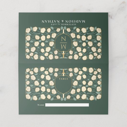 Sword & Shield Medieval Fantasy Monogram Weddensch Plaatskaartje (Buitenkant ongevouwen)