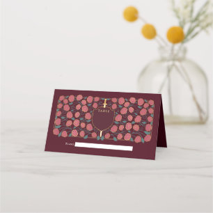 Sword & Shield Medieval Fantasy Monogram Weddensch Plaatskaartje