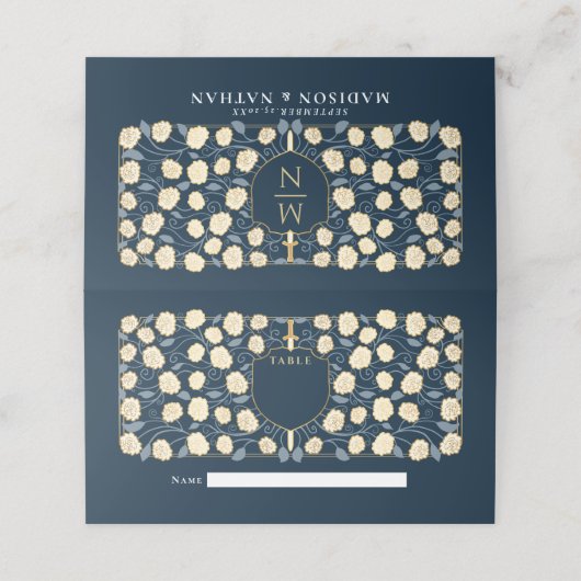 Sword & Shield Medieval Fantasy Monogram Weddensch Plaatskaartje (Buitenkant ongevouwen)