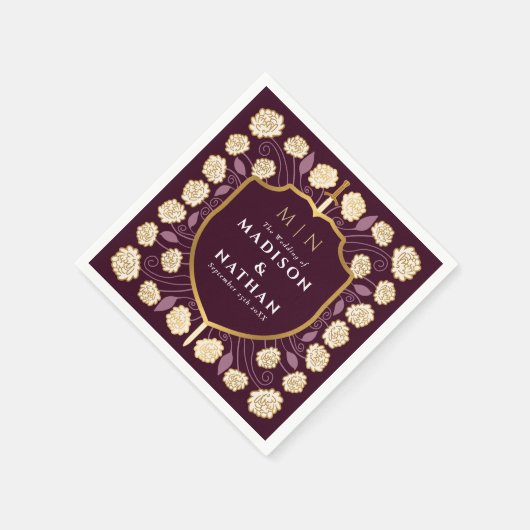 Sword & Shield Medieval Fantasy Monogram Weddensch Servet (Hoek)