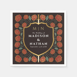 Sword & Shield Medieval Fantasy Monogram Weddensch Servet