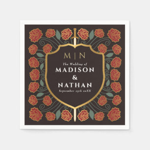 Sword & Shield Medieval Fantasy Monogram Weddensch Servet