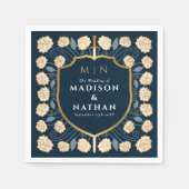 Sword & Shield Medieval Fantasy Monogram Weddensch Servet (Voorkant)