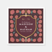 Sword & Shield Medieval Fantasy Monogram Weddensch Servet (Voorkant)