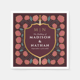 Sword & Shield Medieval Fantasy Monogram Weddensch Servet