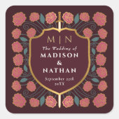 Sword & Shield Medieval Fantasy Monogram Weddensch Vierkante Sticker (Voorkant)