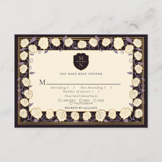 Sword & Shield Medieval Fantasy Wedding RSVP Informatiekaartje (Voorkant)