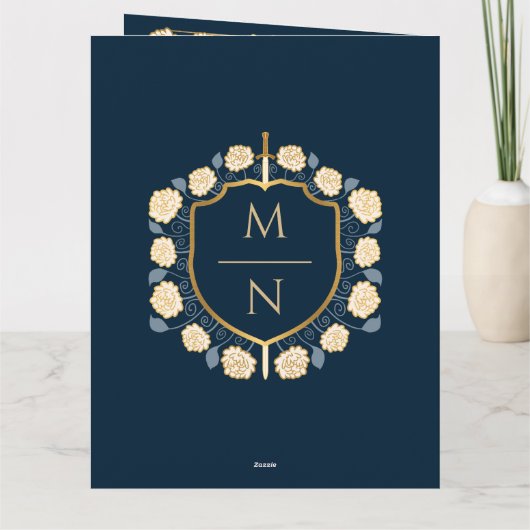 Sword Shield Middeleeuwse Fantasy Monogram Huwelij Bedankkaart (Achterkant)