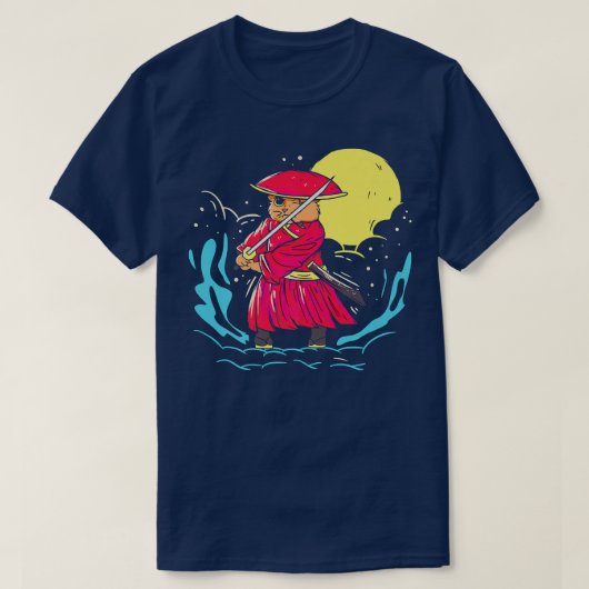 Sword stance cat warrior Samurai T-shirt (Design voorkant)